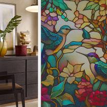 Película de janela Privacy Frosted Stained Glass Birds BL115 45x100cm