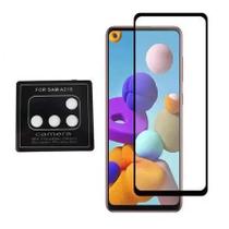 Película de Vidro 3D Cobertura Tela Inteira Galaxy A21S + Película de Câmera Película de Vidro 3D Cobertura Tela Inteira Galaxy A21S + Película de Câmera