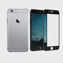 Pelicula De Vidro 3d iPhone 6 6s Preto + Capa Anti Impacto - Lenox