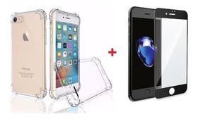 Pelicula De Vidro 3d íPhone 6 6s Preto + Capa Anti Impacto