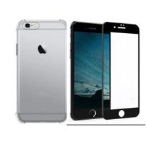 Pelicula De Vidro 3d iPhone 7 8 Preto + Capa Anti Impacto