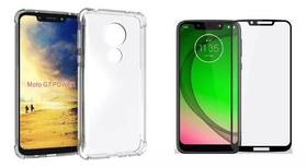 Película De Vidro 3d Motorola G7 Plus + Capa Antiimpacto Top