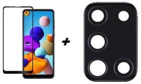 Película de Vidro 3D para Lente da Câmera Samsung Galaxy A21s + Película 3D Frontal Película de Vidro 3D para Lente da Câmera Samsung Galaxy A21s + Película 3D Frontal