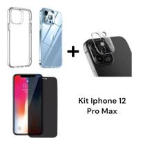 Película De Vidro 3D Privacidade + Película Câmera + Capa Capinha Para Proteção Do Iphone 12 PRO MAX Película De Vidro 3D Privacidade + Película Câmera + Capa Capinha Para Proteção Do Iphone 12 PRO MAX