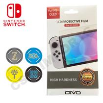 Pelicula De Vidro Compatível com Nintendo Switch + Kit 4 Grips Zelda