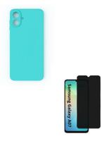 Película de Vidro Privacidade 3D + Capinha Aveludada Verde água para Galaxy A07