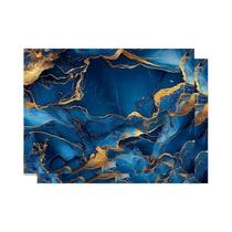 Película De Vinil Com Padrão De Mármore Azul E Dourado Para Laptop, Carro, Capacete, Motocicleta E