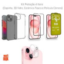 Película Fosca 9D + Capa Anti Impacto + Película 3D De Vidro + Película Câmera Para Iphone 15