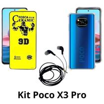 Película Fosca + Capa Transparente + Fone de Ouvido para Xiaomi Poco X3 Pro Película Fosca + Capa Transparente + Fone de Ouvido para Xiaomi Poco X3 Pro
