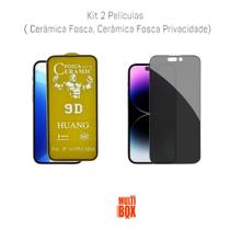 Película Fosca Privacidade 9D + Película Fosca 9D Compatíveis Com Iphone 14 Pro Max