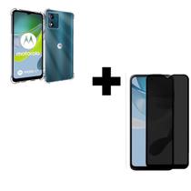 Película Fosca Privacidade + Capa Capinha Anti Impacto Para Motorola E13 Transparente