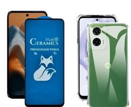 Película Fosca Privacidade para Moto G35 + Capa Transparente Anti Choque
