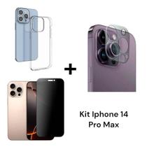 Película Fosca Privacidade + Película De Câmera + Capa Anti Impacto Para Iphone 14 PRO MAX