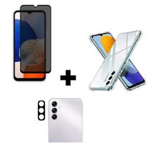 Película Fosca Privacidade + Película De Câmera + Capa Anti Impacto Para Samsung Galaxy A14 Transparente