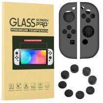 Pelicula Oled Nintendo Switch+ Capa Silicone Joy Con+ 4 Grip Pelicula Oled Nintendo Switch+ Capa Silicone Joy Con+ 4 Grip