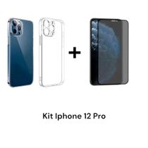 Película Privacidade 3D De Vidro Anti Espião + Capa Anti Impacto Para Iphone 12 PRO