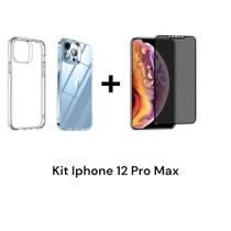 Película Privacidade Fosca 9D + Capinha Anti Impacto Transparente Para Iphone 12 PRO MAX