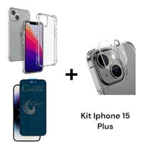 Película Privacidade Fosca + Película de Câmera + Capa Capinha Anti Impacto para Iphone 15 PLUS