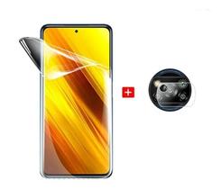 Película Skin Verso Fibra de Carbono + Película Gel Hidrogel Hd Compatível Para Mi Poco X3 + Película da Câmera