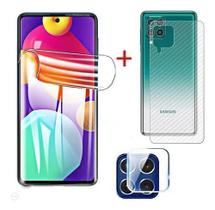 Película Skin Verso Fibra de Carbono + Película Gel Hidrogel Hd Para Samsung Galaxy M62 + Película da Câmera