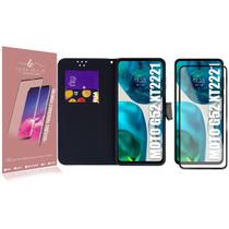 Pelicula Vidro 3D + Capa Carteira PRETA Compativel Galaxy M23 M236 6.6 - Luiza Cell25