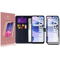 Pelicula Vidro 3D + Capa Carteira PRETA Compativel Realme C35 6.6 - Luiza Cell25