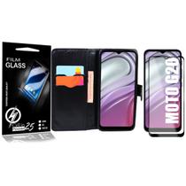Película Vidro 3D + Capa Carteira PRETA Moto G20 6.5 XT2128-1 - Cell In Power25 Película Vidro 3D + Capa Carteira PRETA Moto G20 6.5 XT2128-1 - Cell In Power25