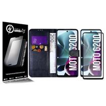 Película Vidro 3D + Capa Carteira PRETA Moto G200 5G XT2175 6.8 - Cell In Power25