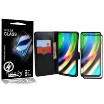 Película Vidro 3D + Capa Carteira PRETA Moto G9 Plus XT2087 6.8 - Cell In Power25