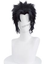Peluca de Cosplay Jotaro Mitad y Mitad Corta y Rizada Negra para Hombre