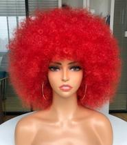 Peluca Rizada Afro Corta Estilo 70s Roja Sintética 180g