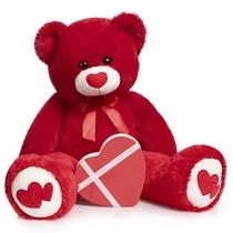 Peluche de pelúcia HollyHome Teddy Bear 90 cm com coração vermelho