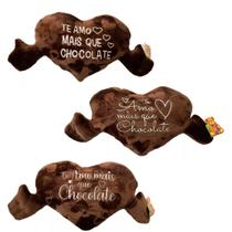 Pelúcia almofada coração chocolate 41cm com frase sortida - fizzy fe6973 Pelúcia almofada coração chocolate 41cm com frase sortida - fizzy fe6973
