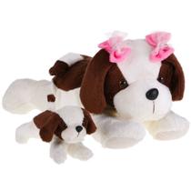 Pelucia cachorra bebel com bebe 40cm santa klaus