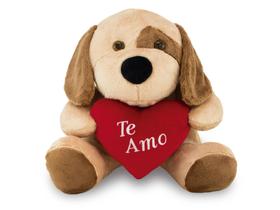 Pelúcia Cachorro Dog Love com Coração 32cm Anti-alérgico
