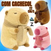 Pelúcia Capivara 22cm com Cachecol Antialérgica Lavável, Fibra Siliconada Pelúcia Capivara 22cm com Cachecol Antialérgica Lavável, Fibra Siliconada