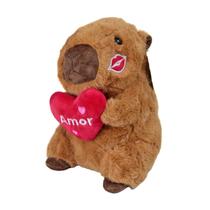 Pelucia capivara beijo com coração amor 22cm