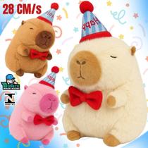 Pelúcia Capivara de Aniversário 28cm com Chapéu e Laço