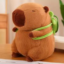 Pelúcia Capivara Filó 30cm com Mochila Tartaruga Fofa Kawaii Lavável