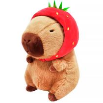 Pelúcia Capivara Sentada com Toca Morango do Amor 33cm DRM1052 - Dorémi Pelúcia Capivara Sentada com Toca Morango do Amor 33cm DRM1052 - Dorémi