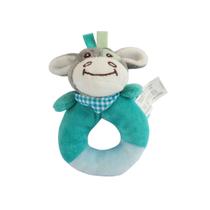 Pelúcia Chocalho Oval Vaquinha Azul com Som Macio Pelúcia Chocalho Oval Vaquinha Azul com Som Macio