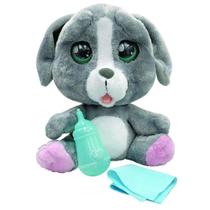 Pelúcia Cry Pets Cachorro Com Mamadeira Multikids Cinza