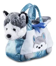 Pelúcia Cutie Handbags Husky Azul Multikids - Br1713