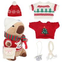 Pelúcia de capivara com 10 peças de fantasia de capivara, vestido estilo Natal, pelúcia de Natal, conjunto de Natal, decoração de mochila de capivara, presentes de aniversário de animais de pelúcia de capivara para meninos e meninas (Natal A) Pelúcia de capivara com 10 peças de fantasia de capivara, vestido estilo Natal, pelúcia de Natal, conjunto de Natal, decoração de mochila de capivara, presentes de aniversário de animais de pelúcia de capivara para meninos e meninas (Natal A)