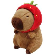 Pelúcia de pelúcia Arkdorz Cute Capivara de 33 cm com chapéu de morango