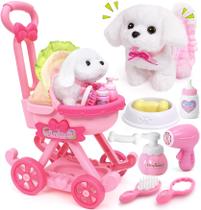 Pelúcia de pelúcia Toy Dog Golray pode andar, latir com carrinho de bebê, 10 unidades Pelúcia de pelúcia Toy Dog Golray pode andar, latir com carrinho de bebê, 10 unidades