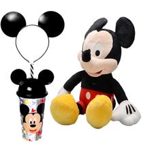 Pelúcia do Mickey de 45cm em Português Disney com Tiara e Copo com Orelhas Pelúcia do Mickey de 45cm em Português Disney com Tiara e Copo com Orelhas