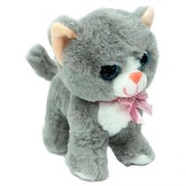 Pelúcia Gata com Laço 20cm Cor Cinza DRM1072 - Dorémi