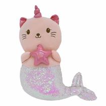 PELUCIA GATO SEREIA COR ROSA TAMANHO 54cm.