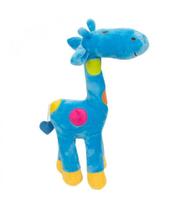 Pelúcia Girafa Azul Com Pintas Coloridas 34 cm - Minas De Presentes